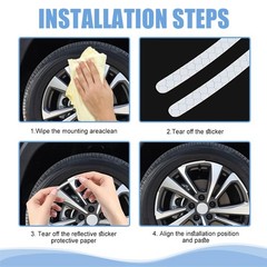 QZTYTY 20PCS Reflective Car Wheel Decorative Stripe Stickers, White, White
