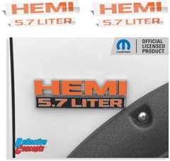 HEMI 5.7 LITER Fender Badge Overlay Decals (pair) for Ram