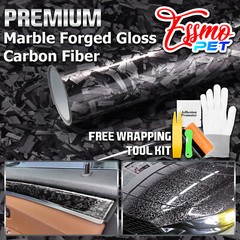 ESSMO PET Marble Forged Gloss Carbon Fiber Silver Car Vehicle Vinyl Wrap Decal