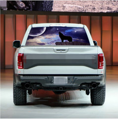 Car Pickup Rear Window Decor Decal 58X18″ Howling Wolf Pattern Sticker Accessory