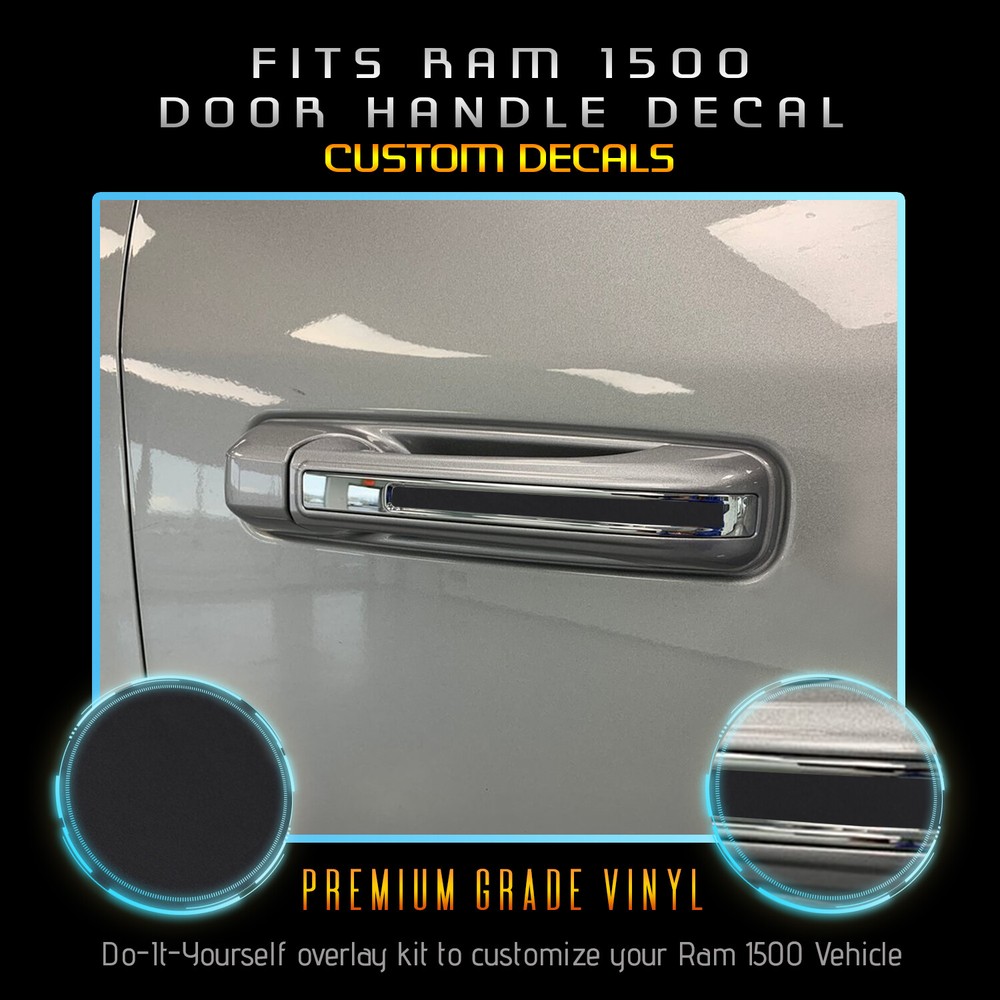 For 2019+ Ram 1500 Door Handle x4 Insert Stripe Inlay Accent Decals – Flat Matte