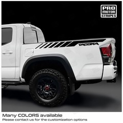 Toyota Tacoma 2005-2026 Side Bed Lettering Strobe Decals Stripes (Choose Color)