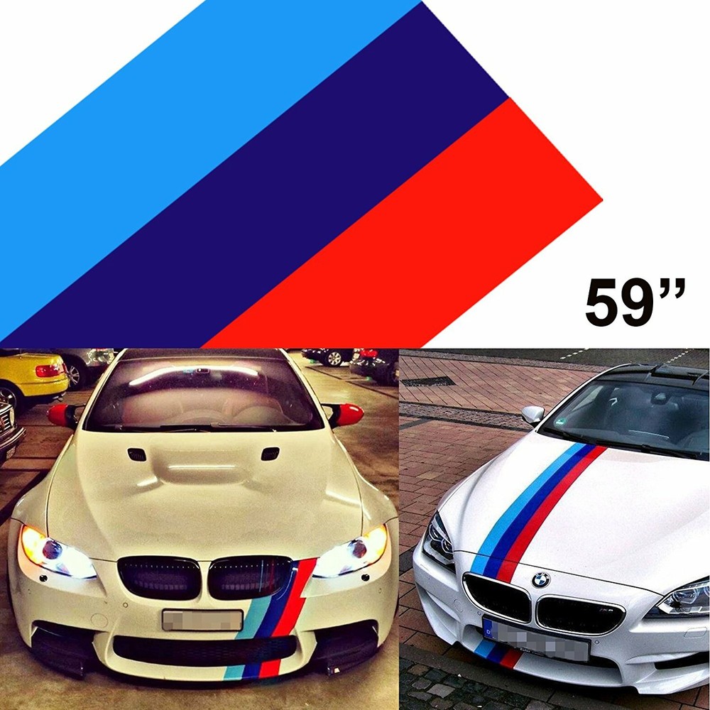 59″ M-Colored Stripe Custom Exterior Decor Sticker For BMW Body Hood Bumper Roof