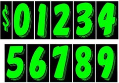EZ Line Vinyl Decals for Cars Chartreuse Large Number Stickers Windshield Number