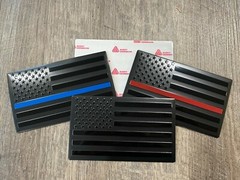 5″x 3″ American Black Metal Flag Emblem Sticker USA Thin Blue Line Thin Red Line