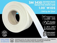 3M 3430 ENGINEER GRADE PRISMATIC TAPE, WHITE, 1.00″ WIDE, SOLD BY THE YARD!