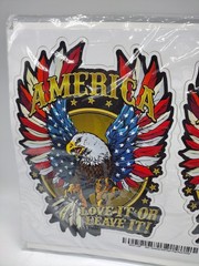 American Bald Eagle: American Flag – Love it or Leave it Decal Sticker 6″ X4″