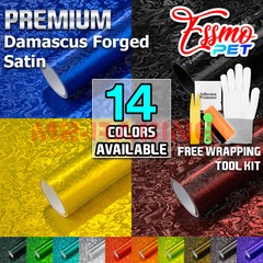 PET Damascus Steel Forged Carbon Fiber Satin Car Vinyl Wrap Film Sticker Sheet