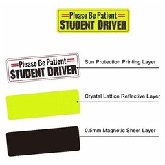 3Pcs Sticker Decal Bumper Student Driver Magnet Car Signs Please & Be Patient