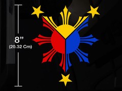 Filipino Vinyl Car Decal Sticker 8″(H) w/ Philippine Flag 3 colors Create No3 RL
