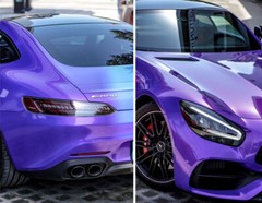 Purple Gloss Metallic Glitter PET Vinyl Film Wrap Sticker Decal Air Bubble Free