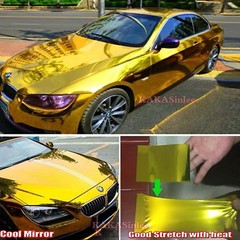 Super Soft Stretchable – Car Glossy Mirror Chrome Vinyl Wrap Sticker – Gold CF