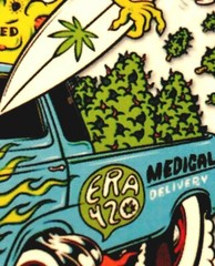 HOT ROD STICKER “HEMP 420 POT SURFER OLD SCHOOL VAN” 3 1/4 X 3 3/4” GLOSSY RAD!