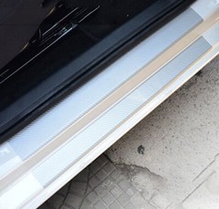 4PC Carbon Fiber Vinyl Decal Sticker Car Door Sill Scuff Cover Scratch Protector