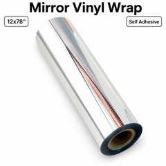 Mirror Chrome Silver Vinyl Wrap 12×78” Self Adhesive Decal Film Sheet