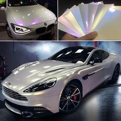 White Chameleon Full Car Vinyl Wrap Smooth Matte Chrome Sticker Strips Decal US