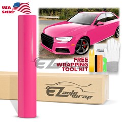 High Gloss Rose Red Glossy Car Vinyl Wrap Sticker Decal Sheet Film Air Release