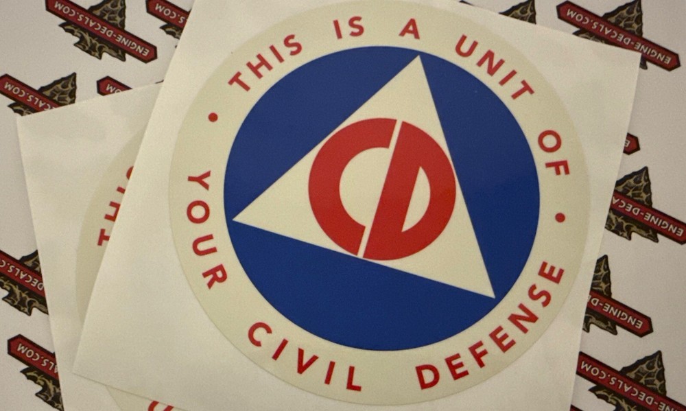 Civil Defense Unit Decal Tool ID 6″ Like Original Vinyl Reproduction Set 2