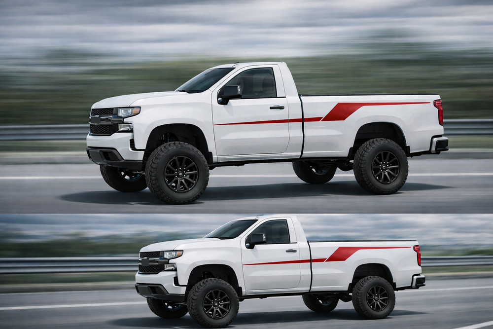 Sport Design Side Stripes Compatible With Chevy Silverado Premium Vinyl
