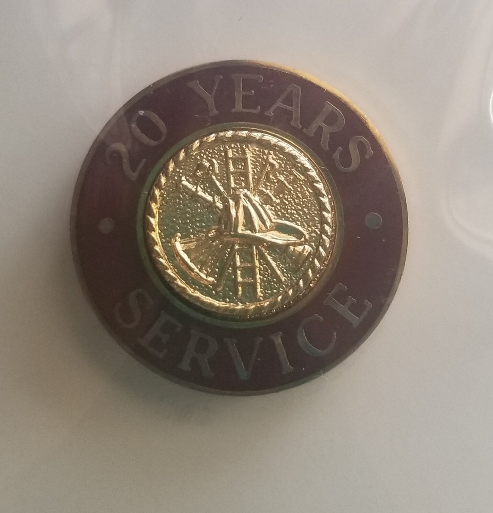 FIREFIGHTER 20 Years Service Fire Collar Brass 11/16 Medium