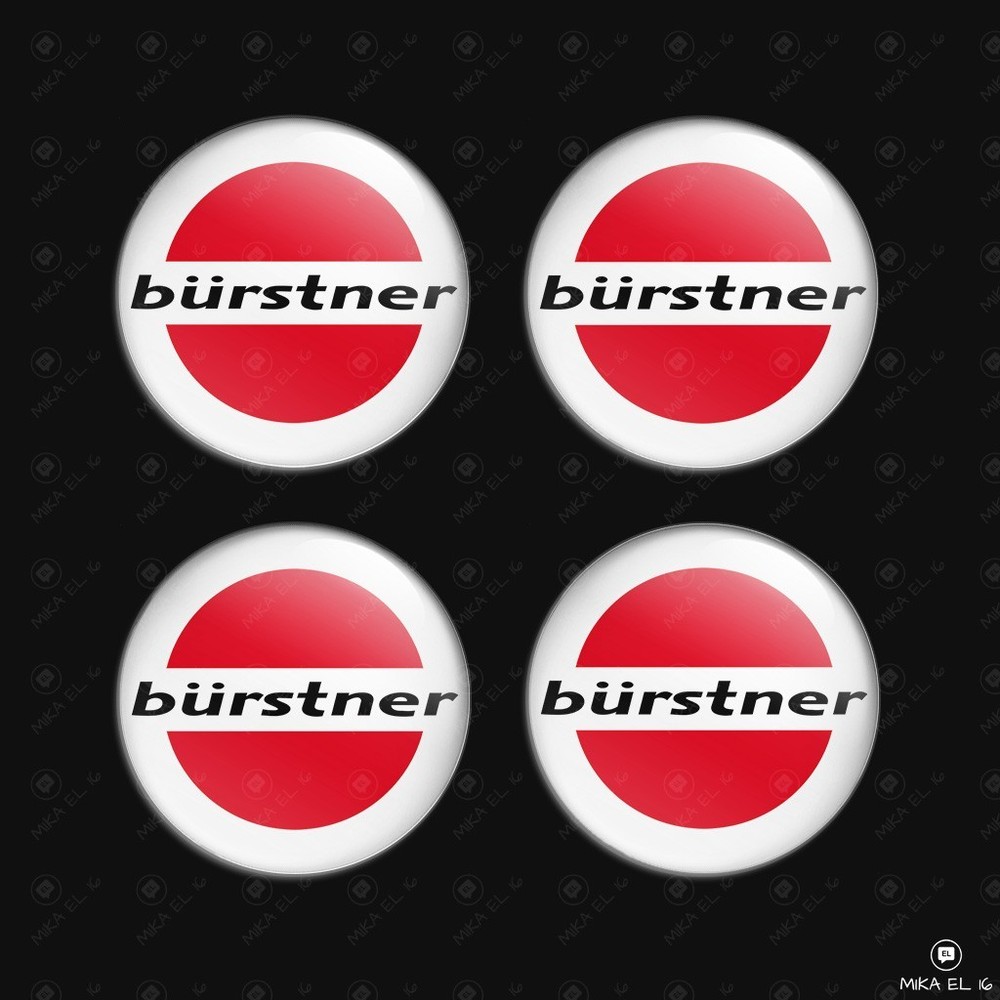 BÜRSTNER wheel hub caps sticker set of 4 3D domed resin decal emblems
