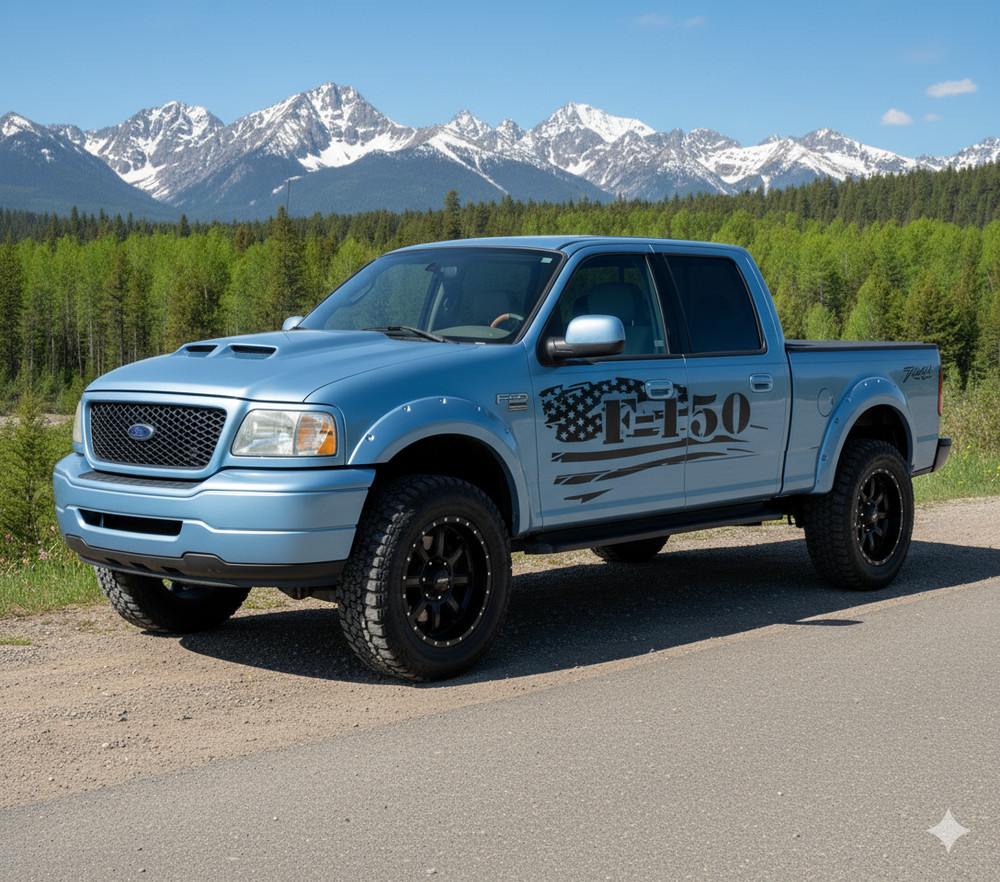 for Ford F-150 Left & Right Truck Graphics American Flag Vinyl Side Decals