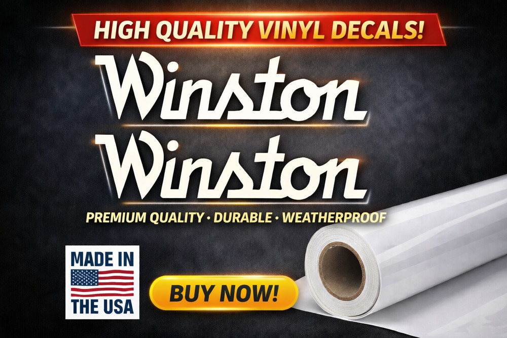 (2) Winston Trailer Decals Stickers Gloss white or black 16″-36″ Premium Quality