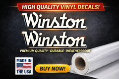 (2) Winston Trailer Decals Stickers Gloss white or black 16″-36″ Premium Quality