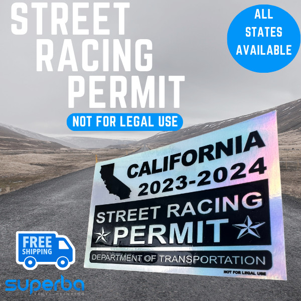 Street Racing Permit | Racing Decal | Holographic | Vinyl Decal | Any State |
