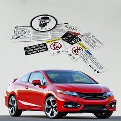 Honda Civic Si 2012 2015 Underbonnet Car Restoration Warning Labels Stickers