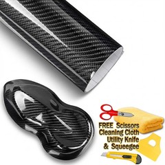 72″ x 60″ Super Gloss 7D Black Carbon Fiber Vinyl Air Bubble Free 6ft x 5ft 6D