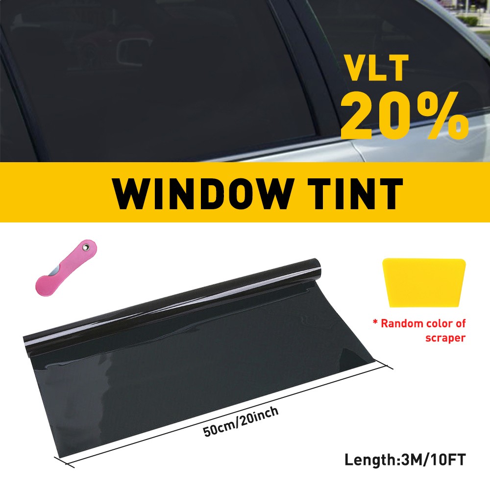 Roll Window Film Tint 20% VLT 20″x10’ft Feet Car Home Office Glass 10ft Black