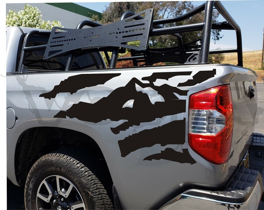 2x Rear Bedside Vinyl Decals For Toyota Tundra 2019-2024 Mountain Graphics USA