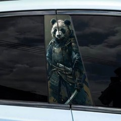 2pcs Creative Mighty Panda Car Center Pillar Sticker B-pillar Protective Film