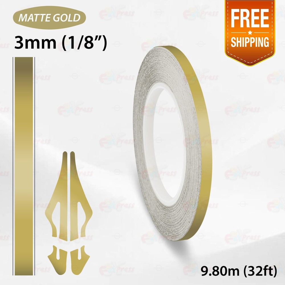 MATTE GOLD 1/8″ 3mm PIN STRIPE Car Model Streamline TAPE Decal Vinyl Sticker
