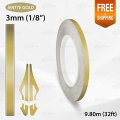 MATTE GOLD 1/8″ 3mm PIN STRIPE Car Model Streamline TAPE Decal Vinyl Sticker