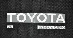 REFLECTIVE TOYOTA TACOMA WHITE TRUCK TAILGATE LOGOS DECAL 95-99 V6 pickup