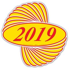 EZ-Line Car Dealer Oval Model Year Stickers Large Windshield Stickers Red Yellow