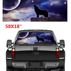 Car Pickup Rear Window Decor Decal 58X18″ Howling Wolf Pattern Sticker Accessory