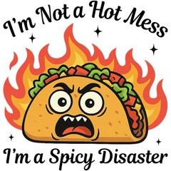 Spicy Disaster Sticker (2 Inch) Sarcastic Taco I’m Not Hot Mess