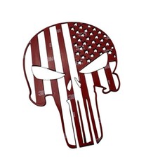 Punisher Skull Thin Blue Line Emblem American Flag (Polished Stainless Steel)
