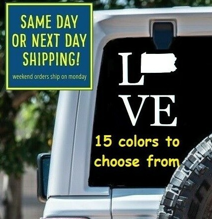 8 Sizes LOVE PENNSYLVANIA Car Window DECAL STICKER MacBook Laptop Tablet Gift
