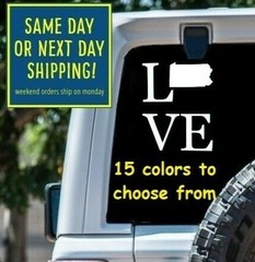 8 Sizes LOVE PENNSYLVANIA Car Window DECAL STICKER MacBook Laptop Tablet Gift