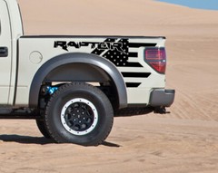 2010-2014 Raptor Bed Side Graphic – American Flag w/ Raptor Text [10FR_BSGAMFRP]