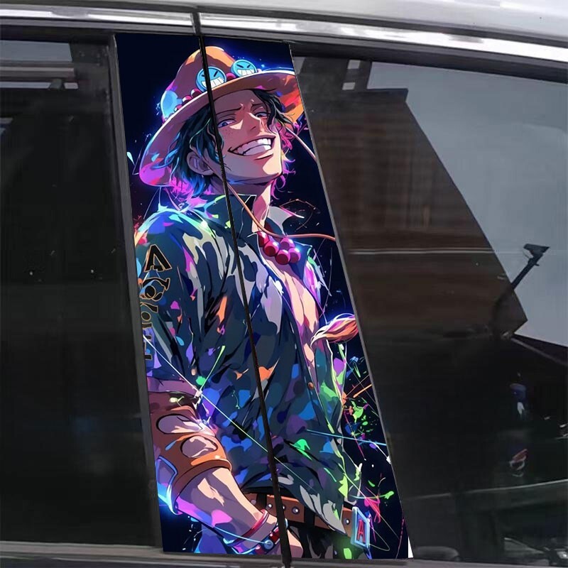 2pcs Onepiece Ace Fashion Car Center Pillar Sticker B-pillar Protective Film