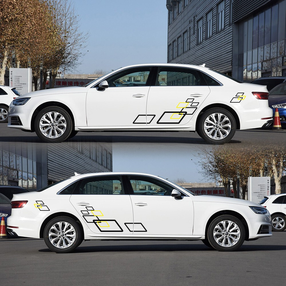 Sticker Car Both Sides Body Vinyl Decals Film DIY Sports Styling Decoration 2pcs