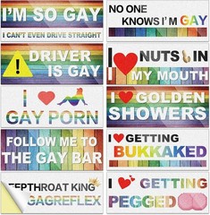 10 Pcs Bumper Decals Funny LGBT Stickers Rainbow Bumper Prank Car Stickers Co…