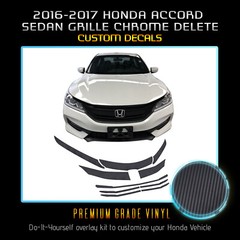 Front Grille Chrome Delete For 2016-2017 Honda Accord Sedan – Matte Carbon Fiber