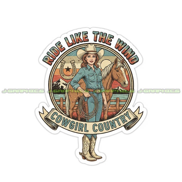 Cowgirl Vinyl Decal Sticker Rodeo Country Horse K