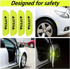 4pcs Reflective Door Stickers, Car Safety, Warning, Decal, family protection